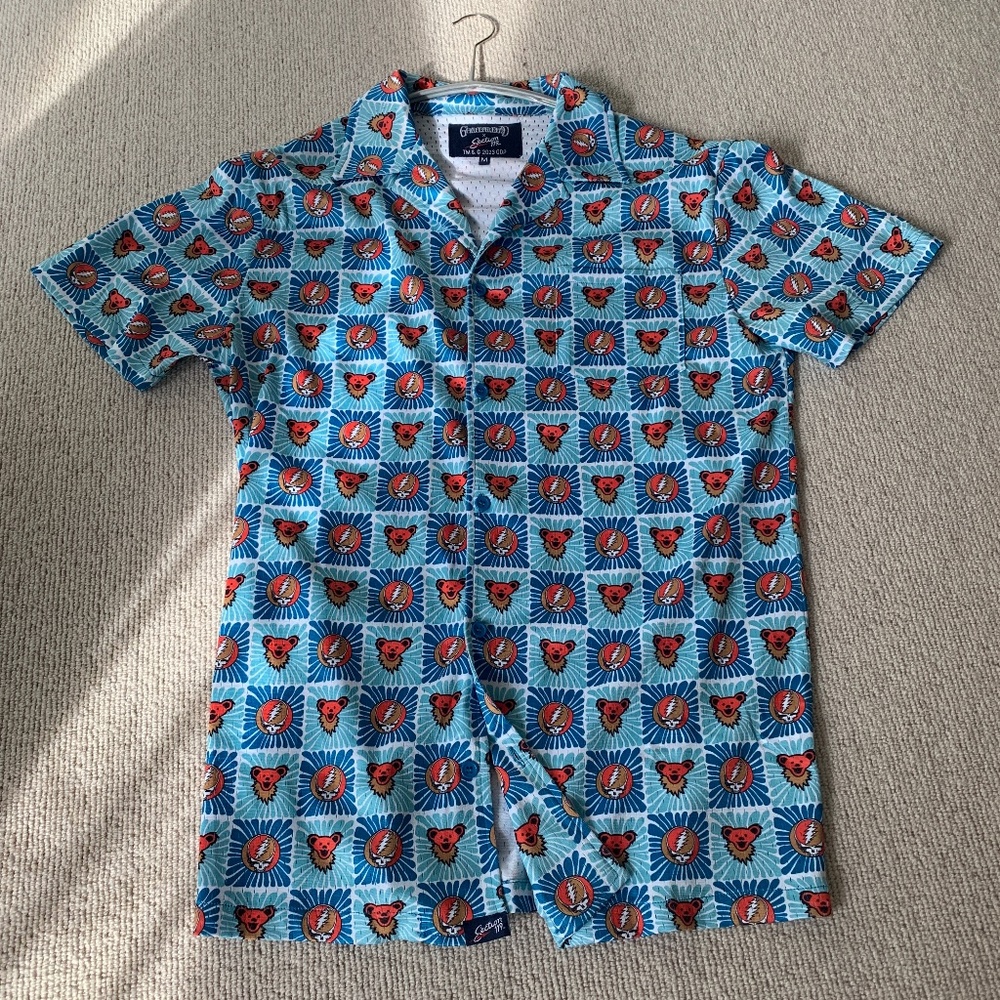 Men's Grateful Dead Polo Shirt Golf Shirt, size Medium